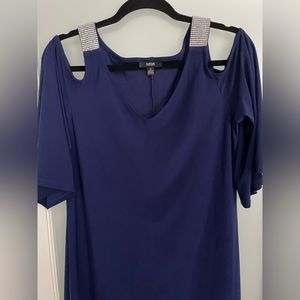 MSK Midnight Blue Cold Shoulder Embellished Cocktail Dress
